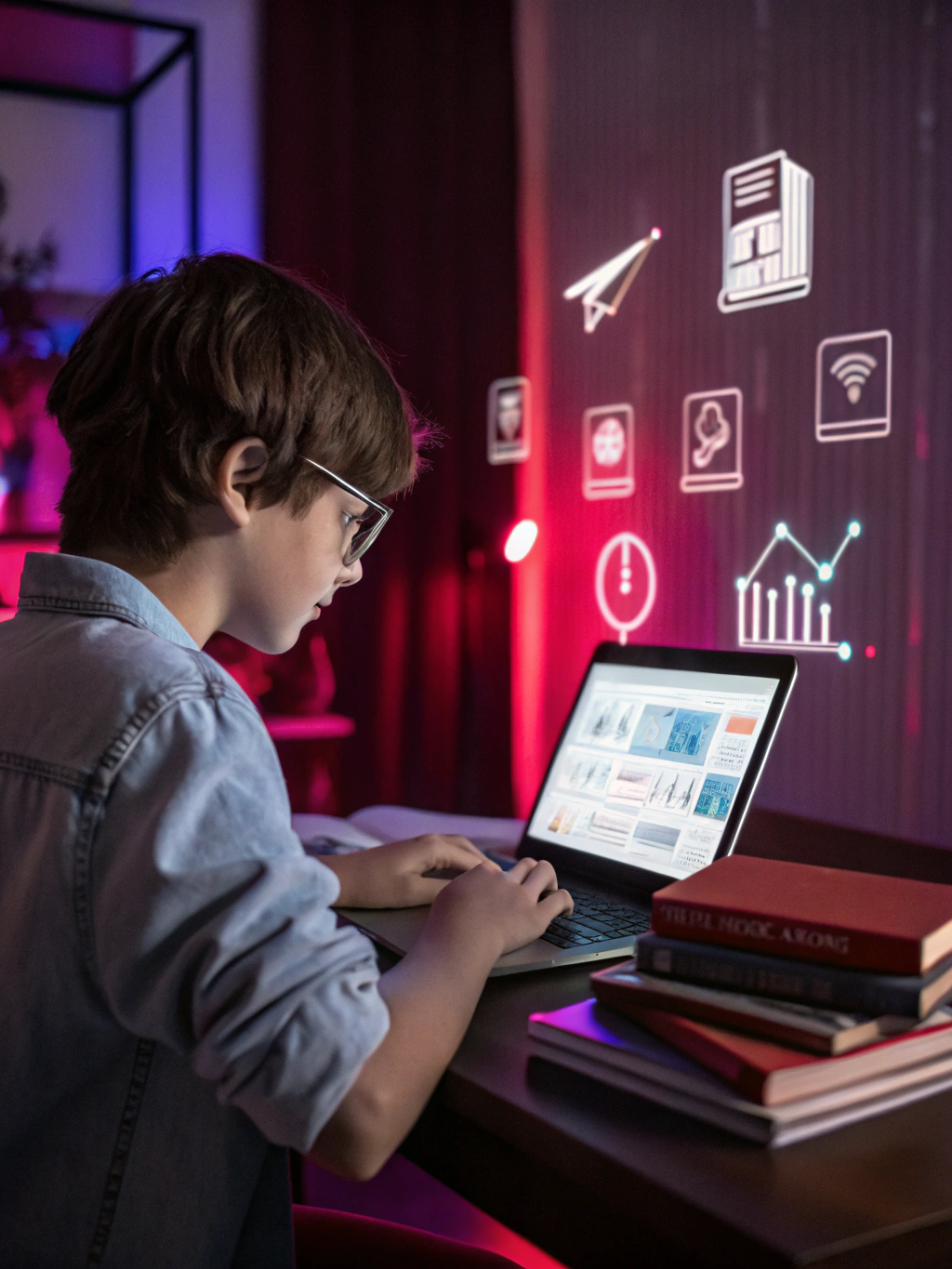 Estudiante usando gafas de realidad virtual